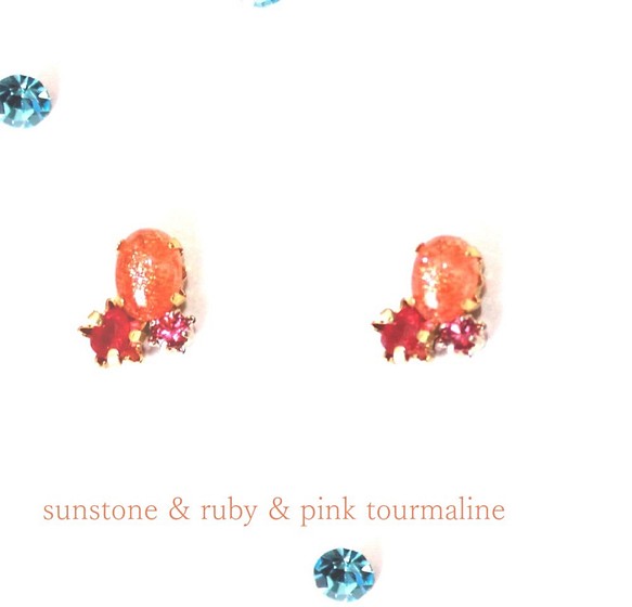 tropical fruit- Sunstone & Ruby Earrings www.cleanlineapp.com