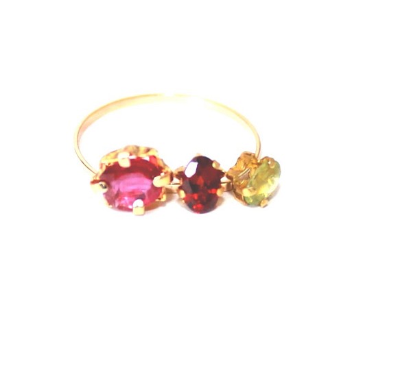 muscat- k18gp Ruby & Garnet & Peridot ring 指輪・リング guinomi