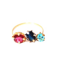 k18gp -kirei na mizuiro- Ruby & Sapphire & Apatite Ring 1枚目の画像