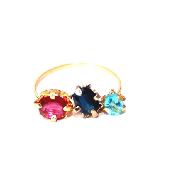 k18gp -kirei na mizuiro- Ruby & Sapphire & Apatite Ring 指輪