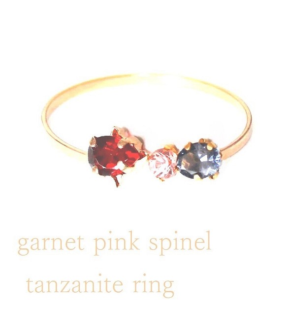 -seiren- K10 Spinel & Garnet & Tazanite Ring 1枚目の画像