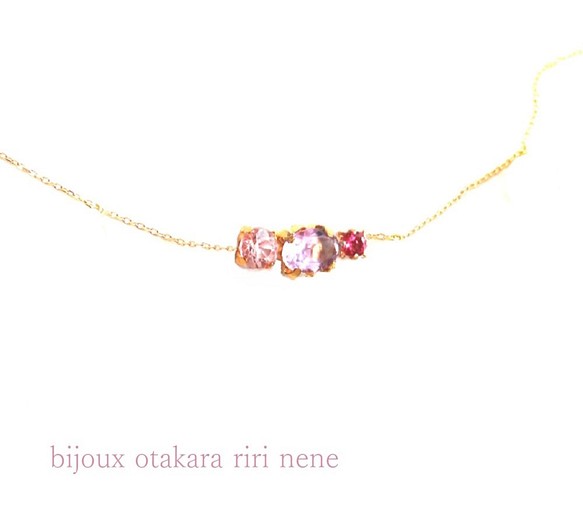 k10 Pink Spinel & Rubellite & Amethyst Necklace ネックレス