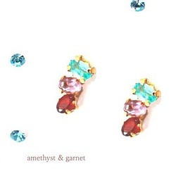 Apatite & Amethyst & Garnet Earrings 1枚目の画像