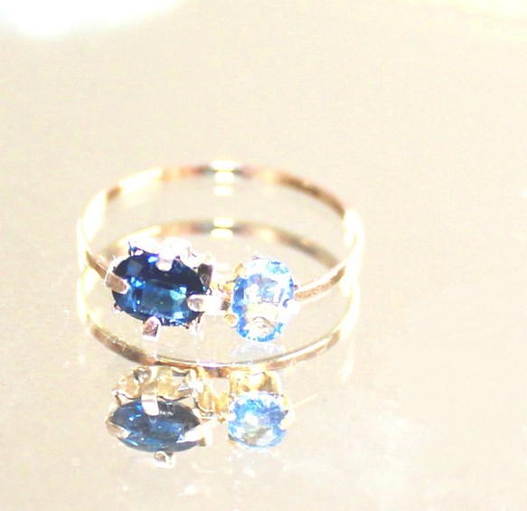 k18gp Ceylon Blue Sapphire & Blue Sapphire & Ring 1枚目の画像
