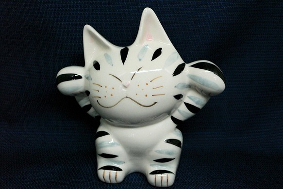 京焼　「福招き猫」　福を呼ぶ縁起物　　 1枚目の画像