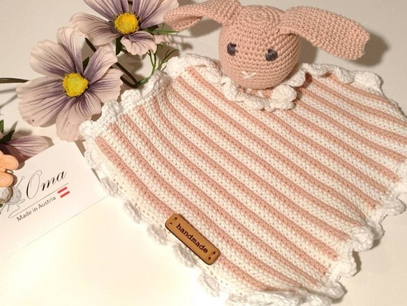 手織 ~小兔兔安撫手巾/口手巾~    *Oma歐嬤手工訂製毛線* Made in Austria 第1張的照片
