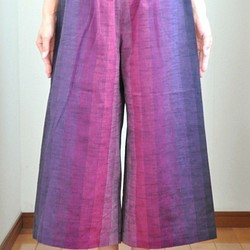 【ワイドパンツ】久留米絣〈グラデーション・古代紫Ⅱ〉 1枚目の画像