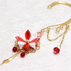旋鈕工作耳鉤&lt;Scarlet&gt; [小花] Trico顏色施華洛世奇和服浴衣春天的顏色 第1張的照片
