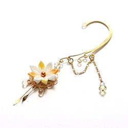 旋鈕工作耳鉤&lt;Hinata&gt; [花]施華洛世奇浴衣和服髮飾◎ 第1張的照片
