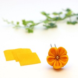 つまみ細工材料セット　基本のお花＜レモン＞ 1枚目の画像