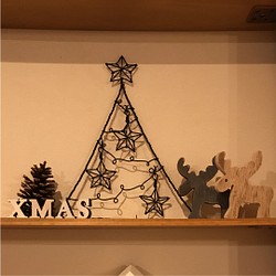 クリスマスツリーモチーフ ワイヤークラフト ブラック 1枚目の画像