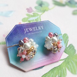 日本進口飾品style1～耳夾式寶石耳環 第1張的照片