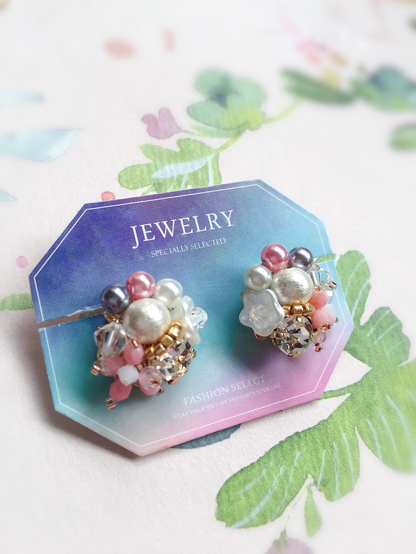 日本進口飾品style1～耳夾式寶石耳環 第1張的照片