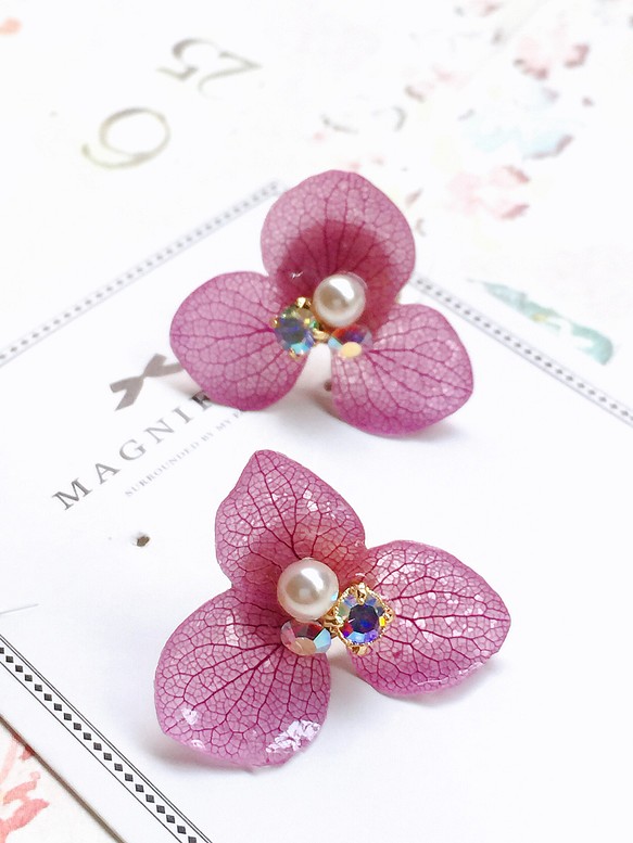 日本UV膠乾燥花style19～浪漫紫陽花鑽飾款 第1張的照片