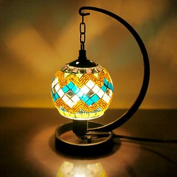世界　ランプ　照明　インテリア　手元ランプ　ライト　雑貨　スタンドライト　オレンジ　アイアン　間接照明 1枚目の画像