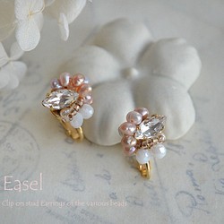 淡水珍珠和侯爵夫人型比茹耳環[淺粉色] 第1張的照片