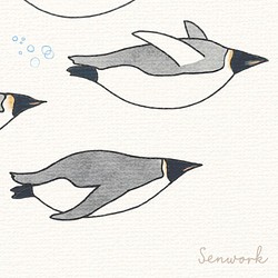 泳ぐペンギンたちのウォールステッカー 1枚目の画像