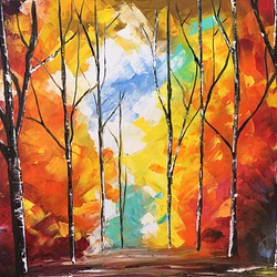 秋、木、空         油絵 キャンバスＦ6 1枚目の画像