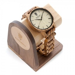 【木製腕時計スタンド】EINBAND 木の置物 ギフトにおすすめ 時計置き Walnut & Maple 【Aタイプ】 1枚目の画像