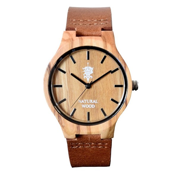 EINBAND Luft橄欖皮革木質手錶36毫米 第1張的照片