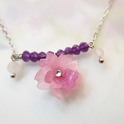 樱花真花珠寶頸鏈~~含天然寶石紫水晶及粉晶 第1張的照片