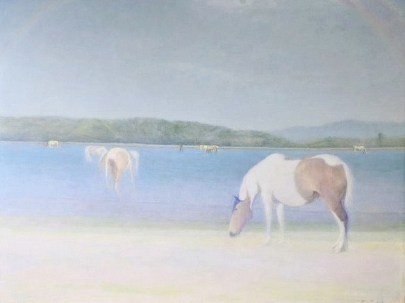 「天国の馬」　F８0 油彩　　福島房雄　　＊ 飽きの来ない癒しの絵 1枚目の画像