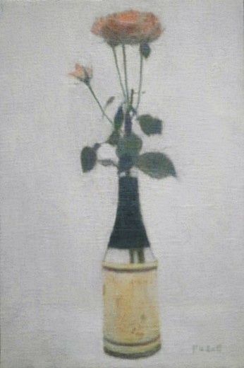 「宇宙から見た花」・飽きの来ない癒しの絵（油彩M8号） 　福島房雄 1枚目の画像