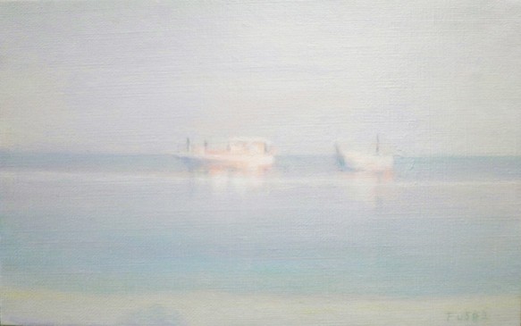 「白い船」　（M10号サイズ　油彩）　福島房雄 1枚目の画像