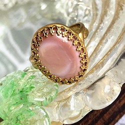 柔らかな光沢・・高品質 ピンクシェル ring（１６×１２㎜） 1枚目の画像
