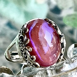 春の妖精・・SV925  Pink シラー入りvintage glass ring(フリーサイズ) 1枚目の画像