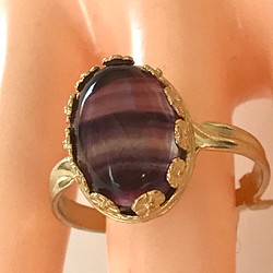 （ラスト１点）　ひらめきの石・・パープルフローライト ring（8～18号・ゴールドカラー） 1枚目の画像