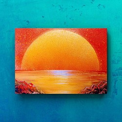 “夕陽紅”帆布面板山水畫 第1張的照片