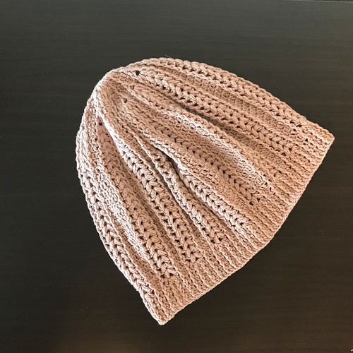 リネン 麻 透かし編みベレー帽 クリームイエロー ベレー帽・ハンチング 