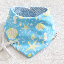 最後一個♡頭巾免費送貨♡紗布風格，閃閃發光的貝殼淡藍 第1張的照片