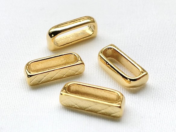 [4個] 日本製 帯留め金具 (三分紐用) ゴールド/合金製
