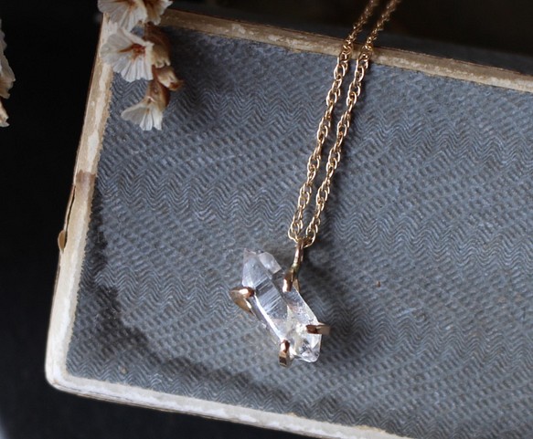 【一点物】K14GFハーキマーダイヤモンドクォーツのネックレス 1枚目の画像