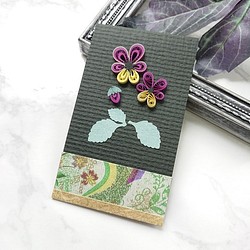 季節の花・クイリングぽち袋　12月　ビオラ　（ブラック 1枚目の画像