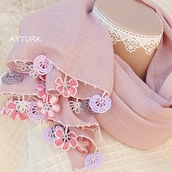 蕾絲花朵“ Bijou / Spring / 2面”粉紅色的大幅面棉攤 第1張的照片