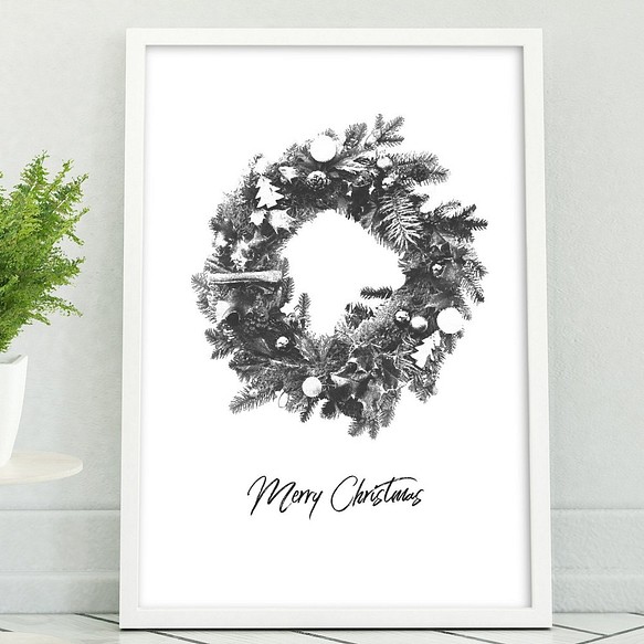 アートポスター Christmas Wreath おしゃれインテリア 北欧 モノトーン好きの方に Turborecordings Com
