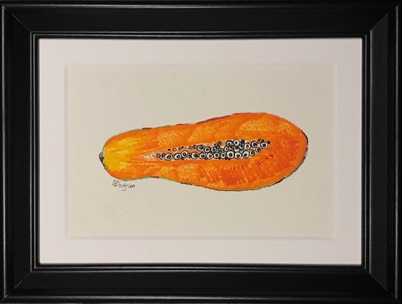 パパイヤシードアイ控えめなバージョン/手描きの装飾滴るフルーツスタンドアイスフルーツルーム 1枚目の画像