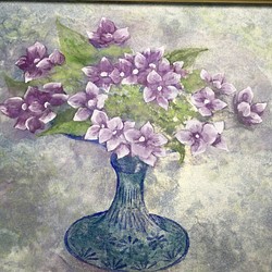 日本画　原画「紫陽花」送料無料 1枚目の画像