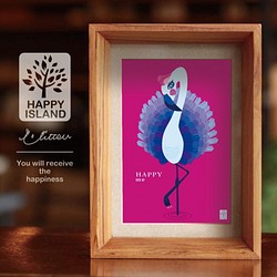オリジナル　ポストカードサイズ 『HAPPY me♪』フラミンゴのミスティ☆　イラスト 1枚目の画像