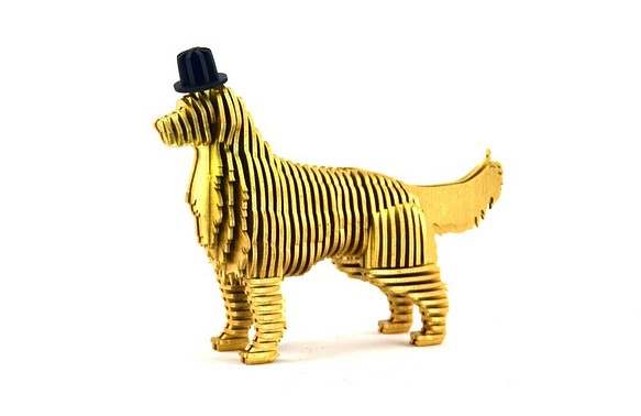 黃金獵犬禮盒(木、手機座名片座 金色) 第1張的照片