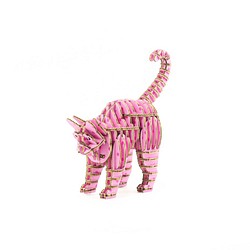ブレーメン音楽隊 - 猫DIYギフトボックス組み立てられていないピンクの水玉 1枚目の画像