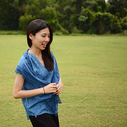 手染蕾絲圍巾-藍染/薑黃染/茜草染 第1張的照片