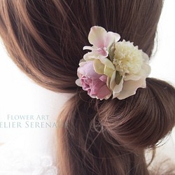 Floral hairtie-プチ・ローズのナチュラルガーデン -mauve pink 1枚目の画像