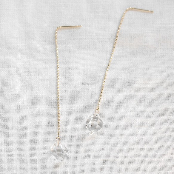 Herkimer Diamond Chain Earrings ハーキマーダイヤモンドのアメリカン
