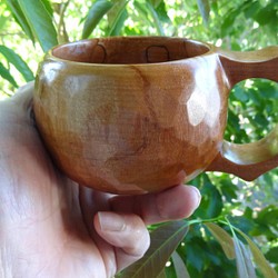 　　カエデの古木の一木彫りコーヒーカップ 1枚目の画像