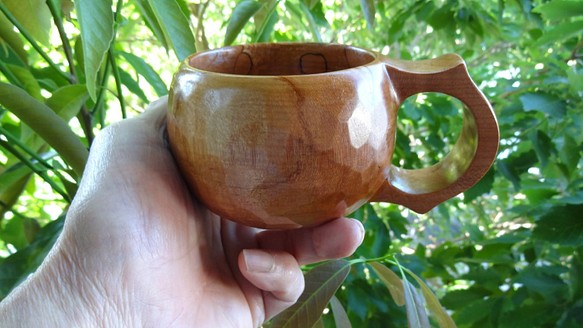 　　カエデの古木の一木彫りコーヒーカップ 1枚目の画像