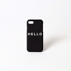【iPhone対応】HELLO　カード収納付ケース　BLACK 1枚目の画像